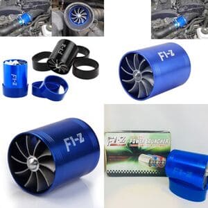 F1-Z Car Stainless Universal Supercharger Dual Turbine Air Intake Fuel Saver Turbo Fan Set