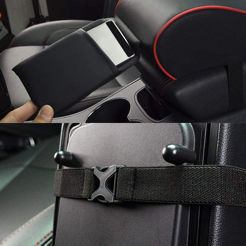 Car Armrest Cushion, Memory Foam Car Armrest Pad, Auto Center Console Armrest Pillow with Phone Holder Storage Bag Universal Fit for Most Car