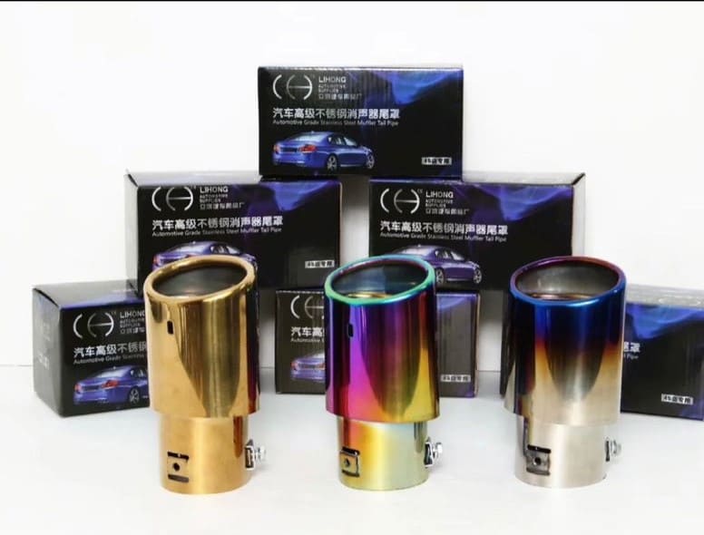 Car Round Exhaust Muffler Tip Stainless Steel Pipe Chrome Trim Modified Exhaust