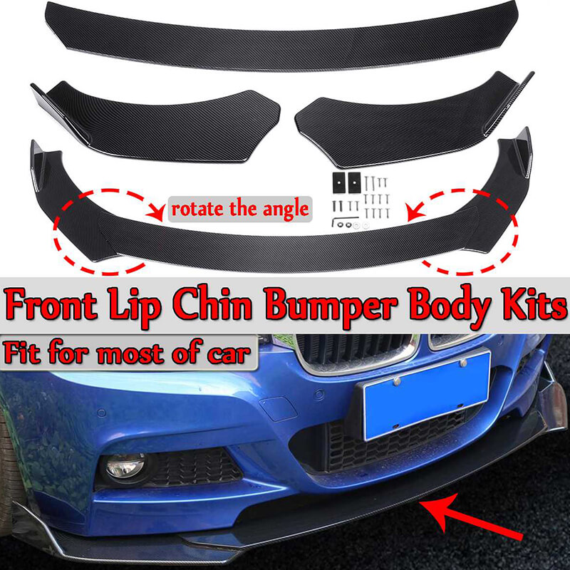 3 Piece Universal Batman Shape Car Front Lip Chin Bumper Splitter Diffuser Spoiler Body Kits