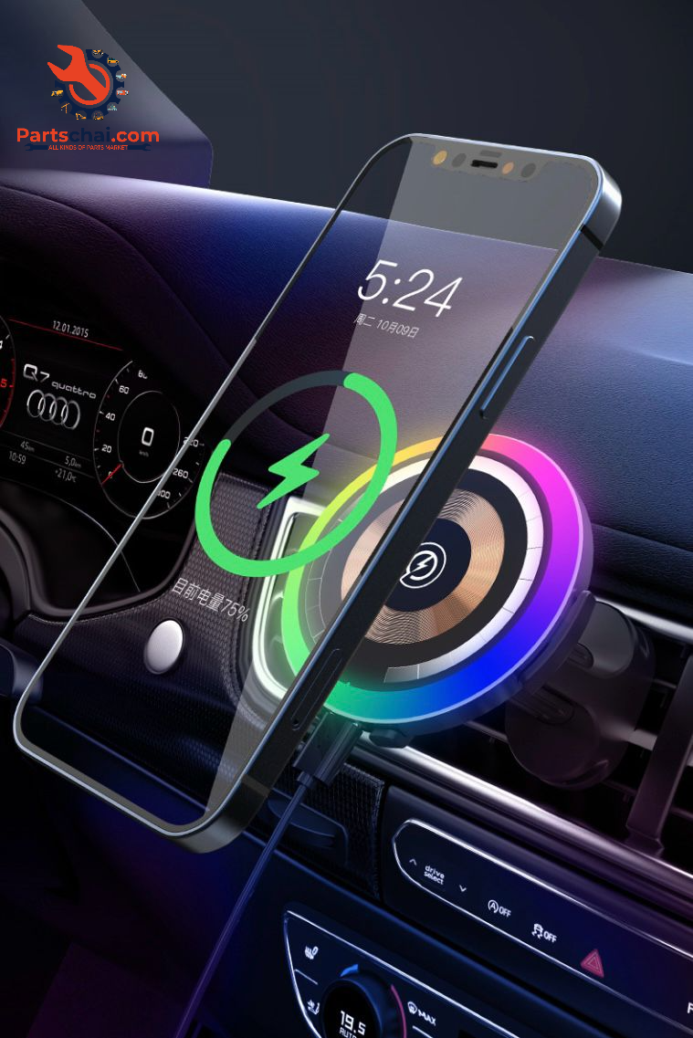 Magnetic Phone Car Mount with Light Car Phone Holder Wireless Charger T58- 15 W